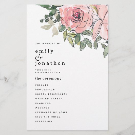 Hochzeitsprogramm für Rosa Floralien im HAUSHALT (Vorderseite)