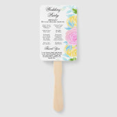 Hochzeitsprogramm für Rosa Gelbbläuenblumen Fächer (Rückseite)