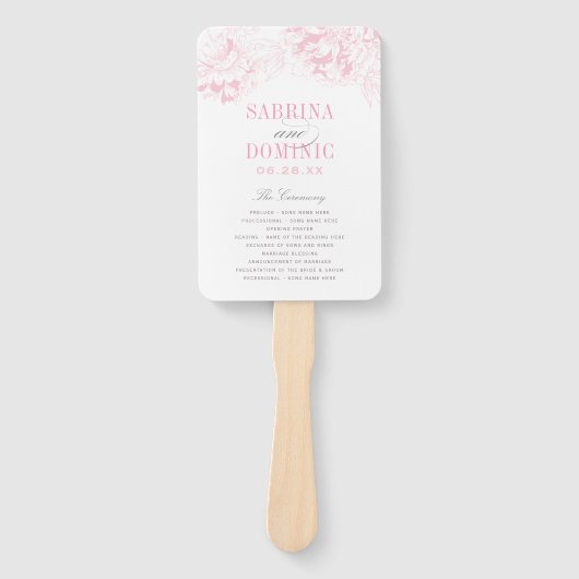 Hochzeitsprogramm für Rosa-Graue Blütenpferde Fächer (Vorderseite)