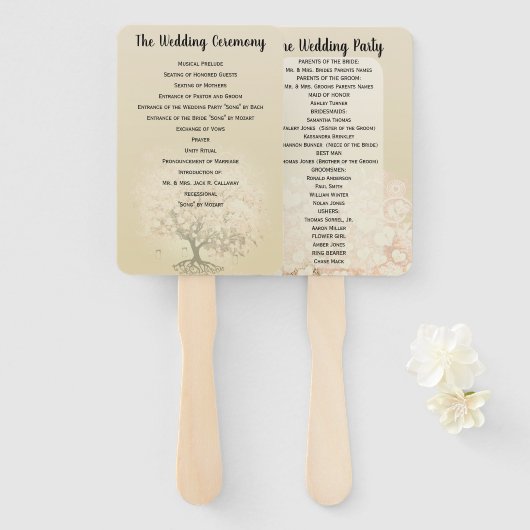 Hochzeitsprogramm für Rosa Herzleder Fächer (Vorne und Hinten)