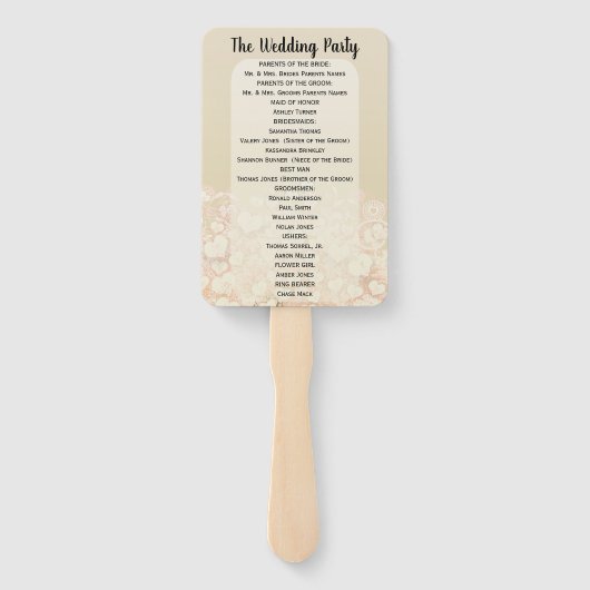 Hochzeitsprogramm für Rosa Herzleder Fächer (Rückseite)