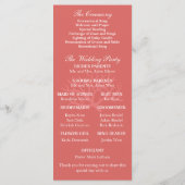 Hochzeitsprogramm für Rosa Orange Coral Reef Seepf Programm (Rückseite)