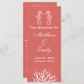 Hochzeitsprogramm für Rosa Orange Coral Reef Seepf Programm (Vorne/Hinten)