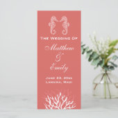 Hochzeitsprogramm für Rosa Orange Coral Reef Seepf Programm (Stehend Vorderseite)
