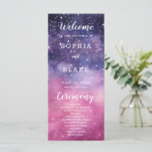 Hochzeitsprogramm für Rosa und Blaue Sterne (Stehend Vorderseite)