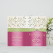 Hochzeitsprogramm für Rosa und Grüne Flora (Stehend Vorderseite)
