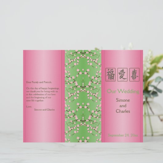 Hochzeitsprogramm für Rosa und Grüne Kirsche (Stehend Vorderseite)