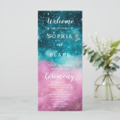 Hochzeitsprogramm für Rosa und Grüne Sterne (Stehend Vorderseite)