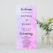 Hochzeitsprogramm für rosa und Lila Rose (Stehend Vorderseite)