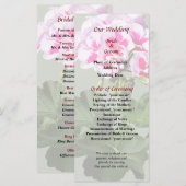 Hochzeitsprogramm für Rosa und Rotes Geranium Programm (Vorne/Hinten)