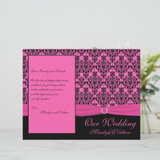Hochzeitsprogramm für Rosa und Schwarze Damaskus (Stehend Vorderseite)