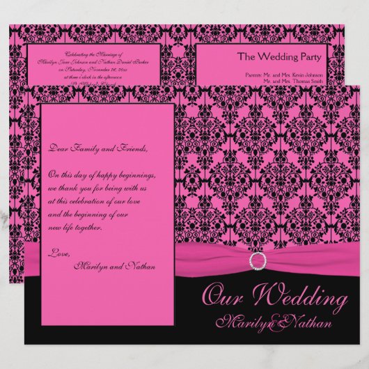Hochzeitsprogramm für Rosa und Schwarze Damaskus (Vorne/Hinten)