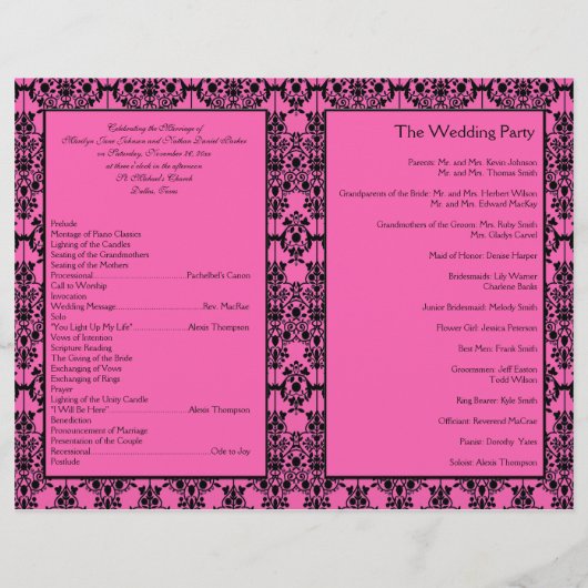 Hochzeitsprogramm für Rosa und Schwarze Damaskus (Rückseite)