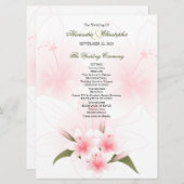 Hochzeitsprogramm für Rosa und Weiße Lilien Programm (Vorne/Hinten)