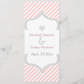 Hochzeitsprogramm für Rosa, Weiß, Graustreifen Programm (Vorderseite)