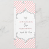 Hochzeitsprogramm für Rosa, Weiß, Graustreifen Programm (Vorne/Hinten)