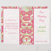 Hochzeitsprogramm für Rosa, Weiß, Grün, Gelb-Damas (Vorne/Hinten)