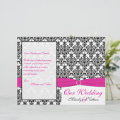 Hochzeitsprogramm für Rosa, Weiß und Schwarze Dama (Stehend Vorderseite)