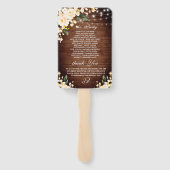 Hochzeitsprogramm für Rose aus Holz und Rost Fächer (Rückseite)