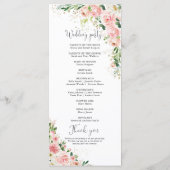 Hochzeitsprogramm für Rosen in Rosa Blush Programm (Rückseite)