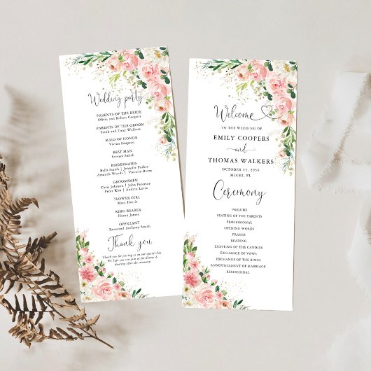 Hochzeitsprogramm für Rosen in Rosa Blush Programm