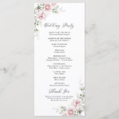 Hochzeitsprogramm für Rosen in Rosa Blush Programm (Rückseite)