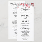 Hochzeitsprogramm für Rosen und Grüne Landschaft (Vorne/Hinten)