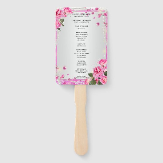 Hochzeitsprogramm für Rosen und Perlen Fächer (Rückseite)