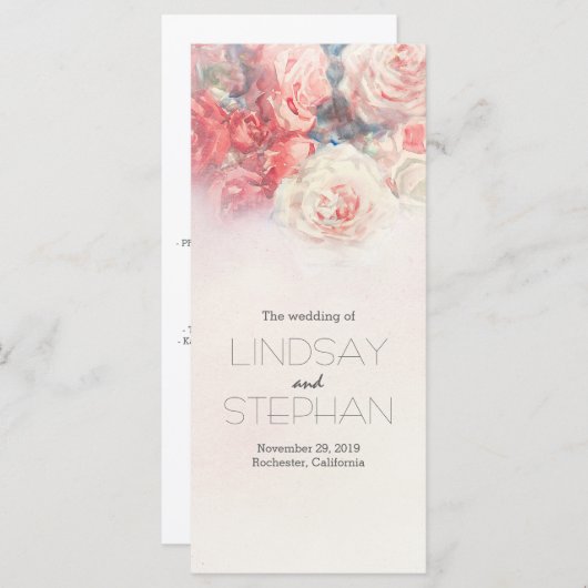 Hochzeitsprogramm für Rosen und Rosen Programm (Vorne/Hinten)