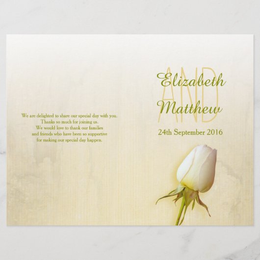 Hochzeitsprogramm für Rosenblüten (Vorderseite)