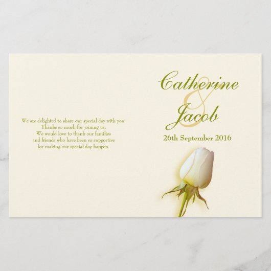 Hochzeitsprogramm für Rosenblüten (Vorderseite)