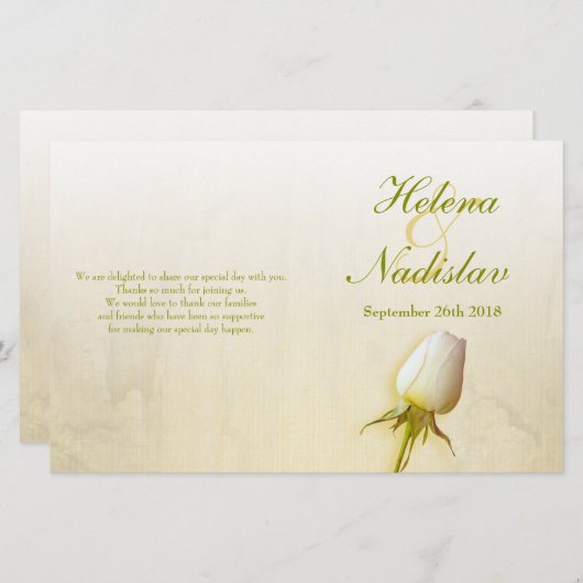 Hochzeitsprogramm für Rosenblüten (Vorne/Hinten)