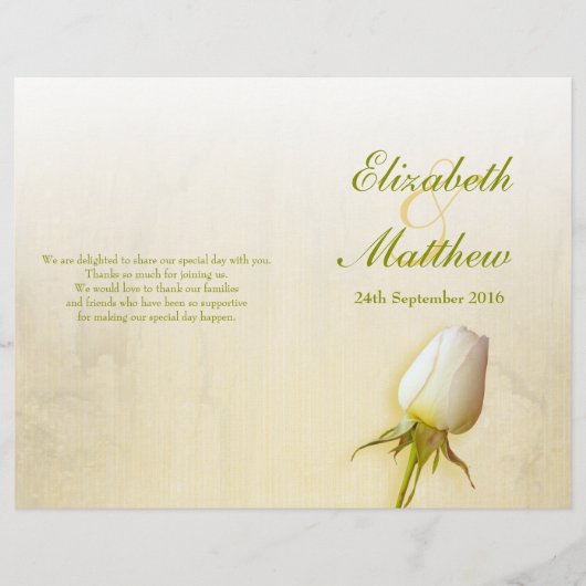 Hochzeitsprogramm für Rosenblüten (Vorderseite)
