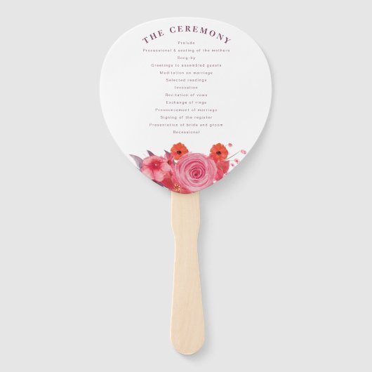 Hochzeitsprogramm für Rosenstrauch Fächer (Rückseite)