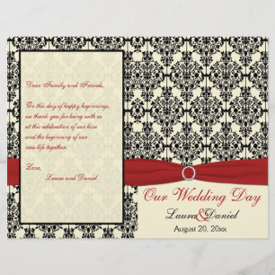 Hochzeitsprogramm für Rot, Elfenbein und Schwarze 