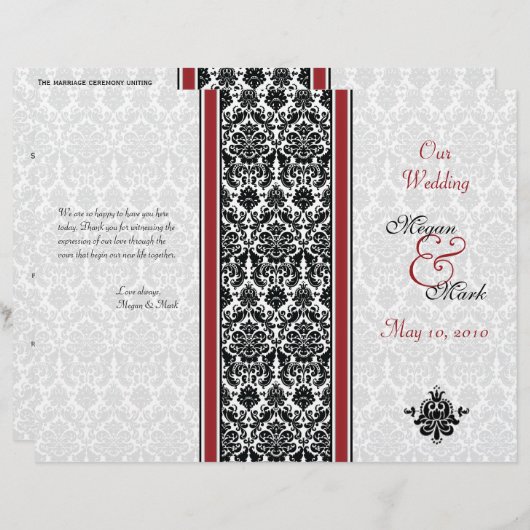 Hochzeitsprogramm für Rot und Schwarz (Vorne/Hinten)
