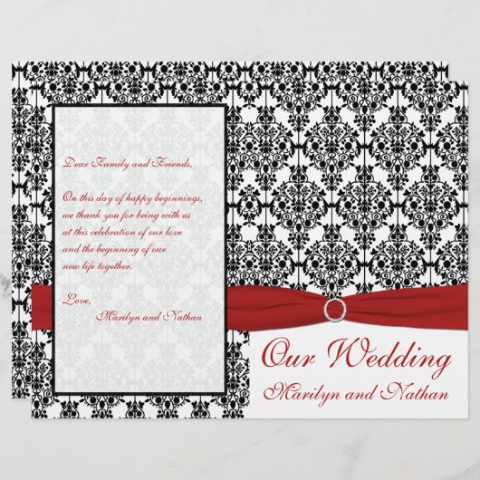 Hochzeitsprogramm für Rot, Weiß und Schwarz (Vorne/Hinten)