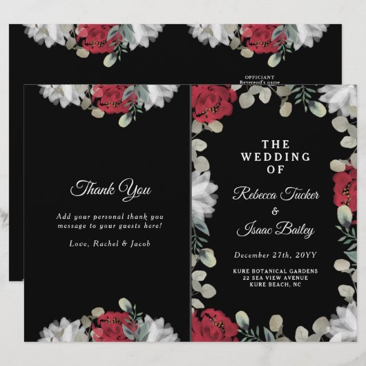 Hochzeitsprogramm für Rote Blumen (Vorne/Hinten)