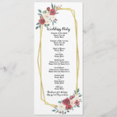 Hochzeitsprogramm für Rote Creme Wasserfarben Programm (Rückseite)