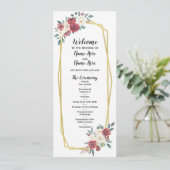 Hochzeitsprogramm für Rote Creme Wasserfarben Programm (Stehend Vorderseite)