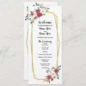 Hochzeitsprogramm für Rote Creme Wasserfarben Programm (Vorne/Hinten)