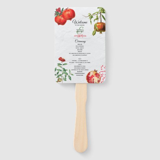 Hochzeitsprogramm für Rote Granaten Fächer (Vorderseite)