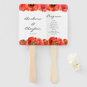 Hochzeitsprogramm für Rote Mohnblumen Fächer