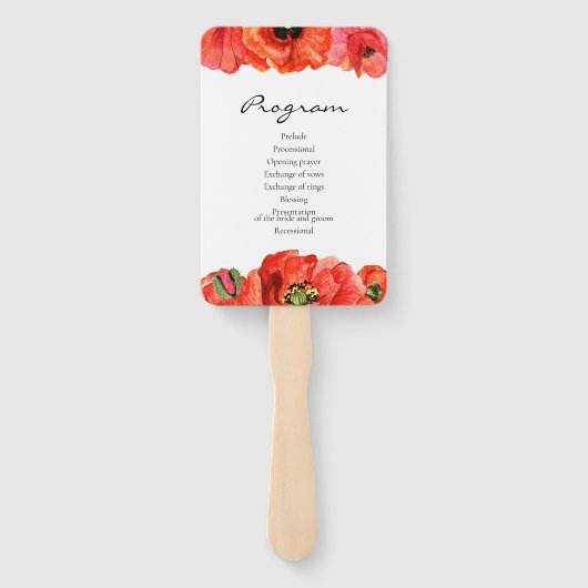 Hochzeitsprogramm für Rote Mohnblumen Fächer (Rückseite)