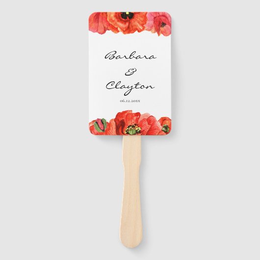 Hochzeitsprogramm für Rote Mohnblumen Fächer (Vorderseite)