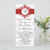 Hochzeitsprogramm für rote Monogramm Programm (Stehend Vorderseite)
