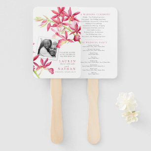Hochzeitsprogramm für Rote Orchideen Foto Fächer