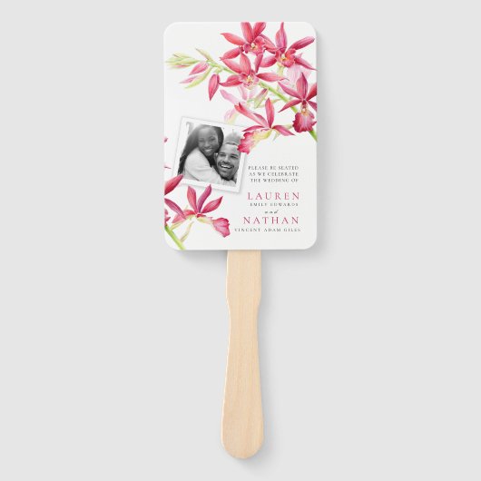 Hochzeitsprogramm für Rote Orchideen Foto Fächer (Vorderseite)