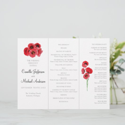 Hochzeitsprogramm für Rote Pfeffer (Stehend Vorderseite)