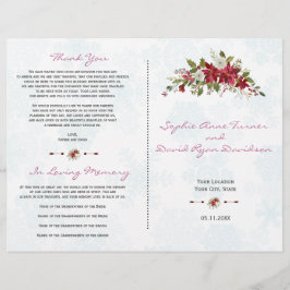 Hochzeitsprogramm für Rote Poinsettia Snowflakes